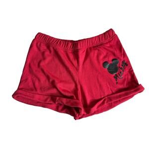 Disney Mickey Mouse Fleece Lined Lounge Shorts Red Women’s Size Small‎